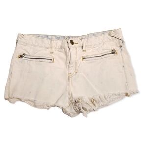 Free People Bleached Denim Distressed Fringe Jean Shorts Size W‎ 27